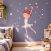 Vinilo de pared para niña bailarina, decoración infantil personalizada para habitación de niña.
