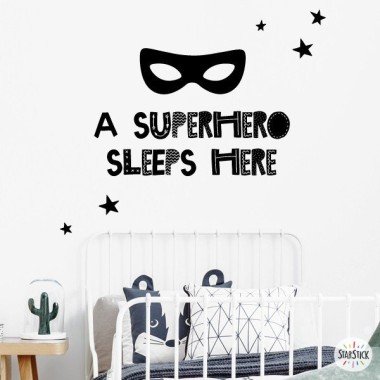 A Superhero sleeps here - Vinilos infantiles de pared