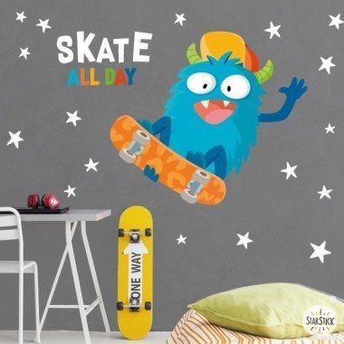 Skater Monster - Stickers Muraux Enfants