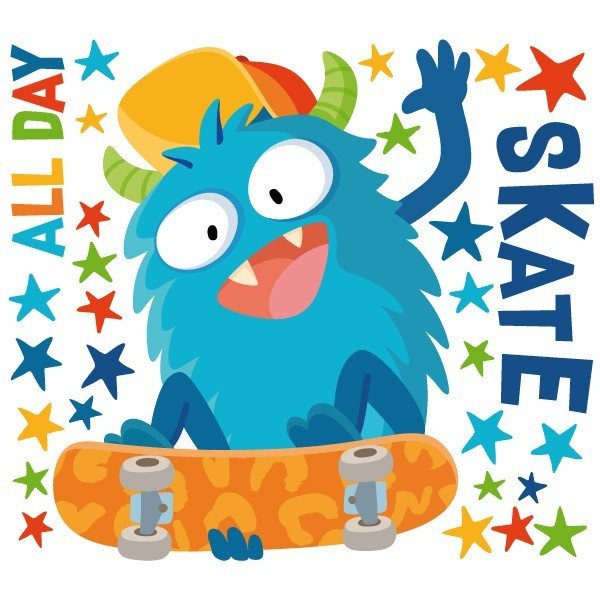 Sticker enfant Monster skater - Stickers amusants et originaux pour les enfants
