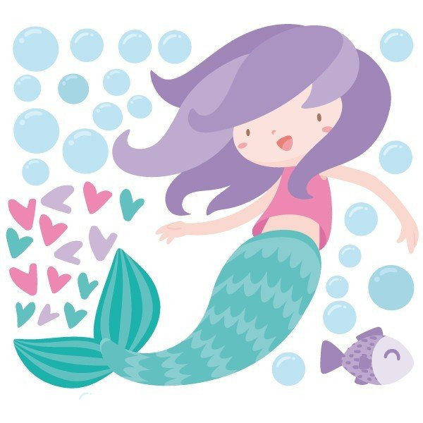 Vinilos infantiles para niña sirena - Vinilos decorativos infantil