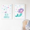 Pack de 2 láminas decorativas - Niña sirena