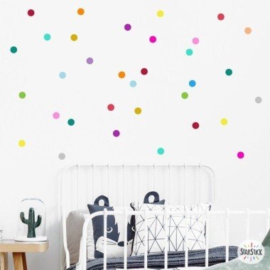 Confettis colorés - Sticker enfant à pois