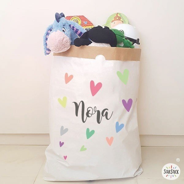 Paper organizer bag - Name with hearts