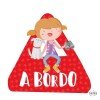 Triangle voiture bébé à bord - Fille et chien à bord - Sticker voiture