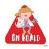 Triangle voiture bébé à bord - Fille et chien à bord - Sticker voiture
