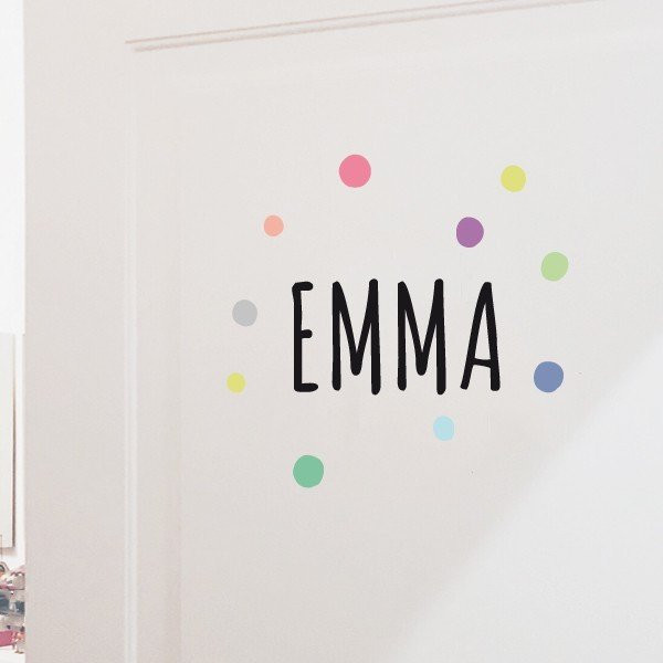 Name with confetti - Customizable vinyl - Name for doors