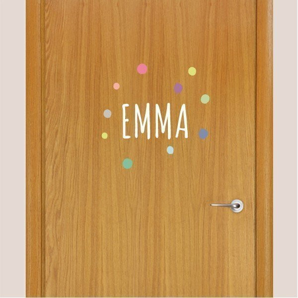 Name with confetti - Customizable vinyl - Name for doors