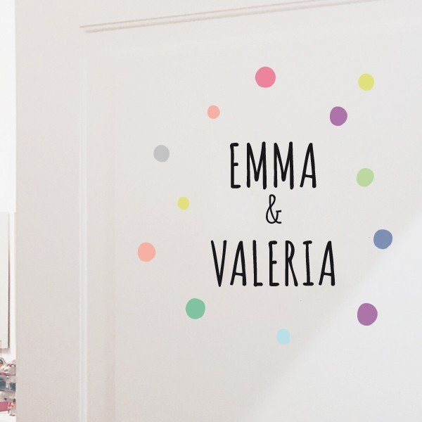 Name with confetti - Customizable vinyl - Name for doors