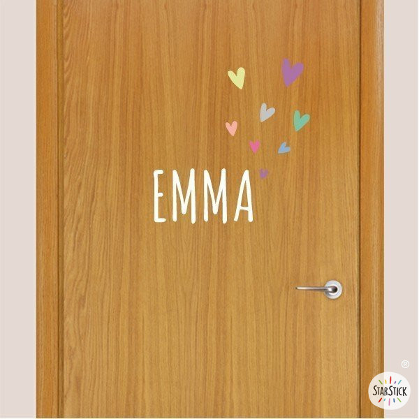 Name with hearts - Customizable vinyl - Name for doors