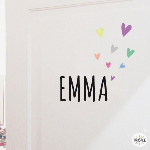 Name with hearts - Customizable vinyl - Name for doors