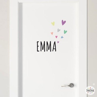 Name with hearts - Customizable vinyl - Name for doors