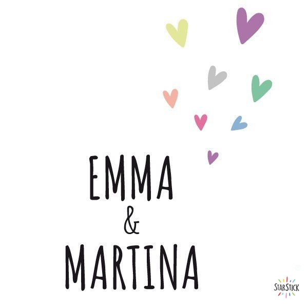 Name with hearts - Customizable vinyl - Name for doors