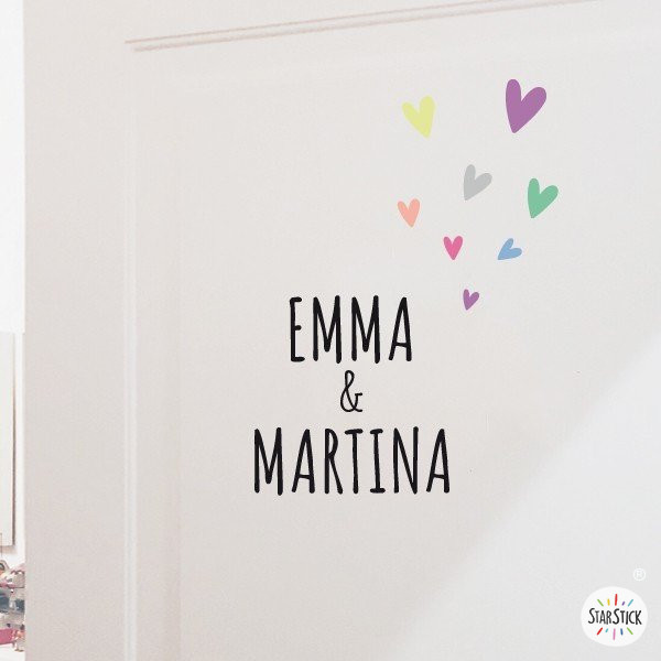 Name with hearts - Customizable vinyl - Name for doors