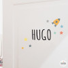 Prénom avec petites fusées - Sticker personnalisable à décorer