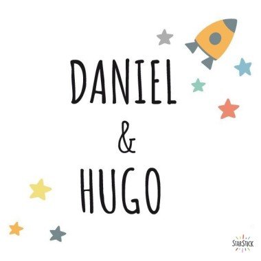 Name with small rockets - Customizable sticker to decorate