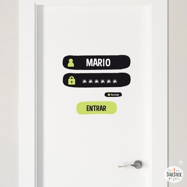 Nom i contrasenya - Vinil personalitzable - Nom per a portes