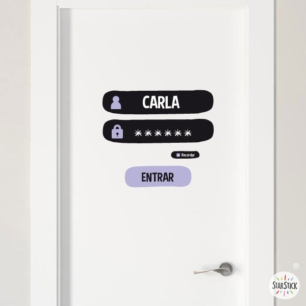 Nom i contrasenya - Vinil personalitzable - Nom per a portes
