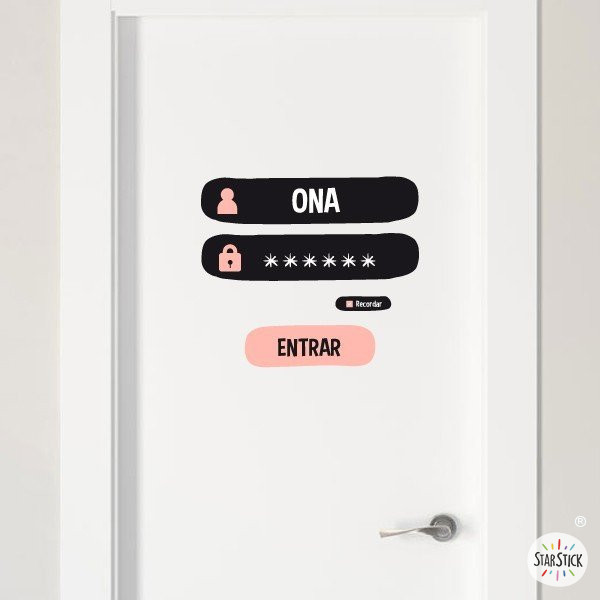 Nom i contrasenya - Vinil personalitzable - Nom per a portes