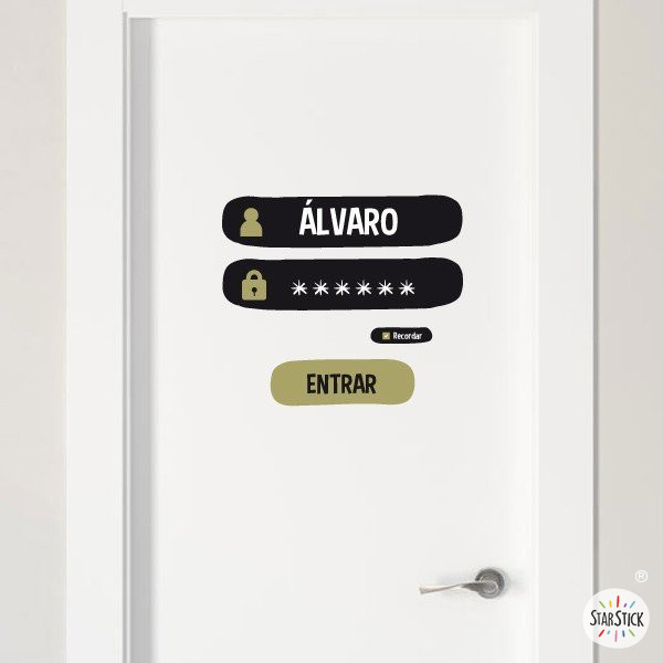 Nom i contrasenya - Vinil personalitzable - Nom per a portes