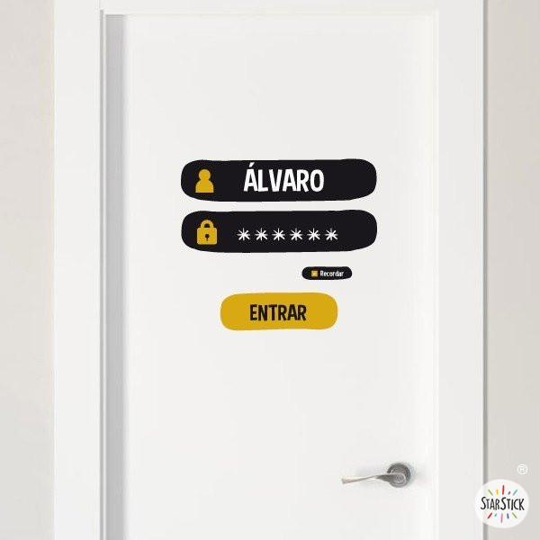 Nom i contrasenya - Vinil personalitzable - Nom per a portes