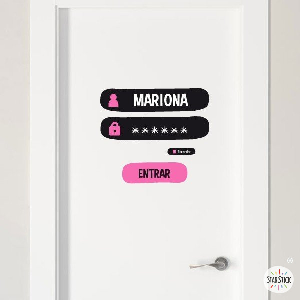Nom i contrasenya - Vinil personalitzable - Nom per a portes