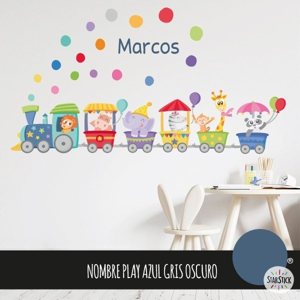 Tren amb animals i confeti - Vinils infantils