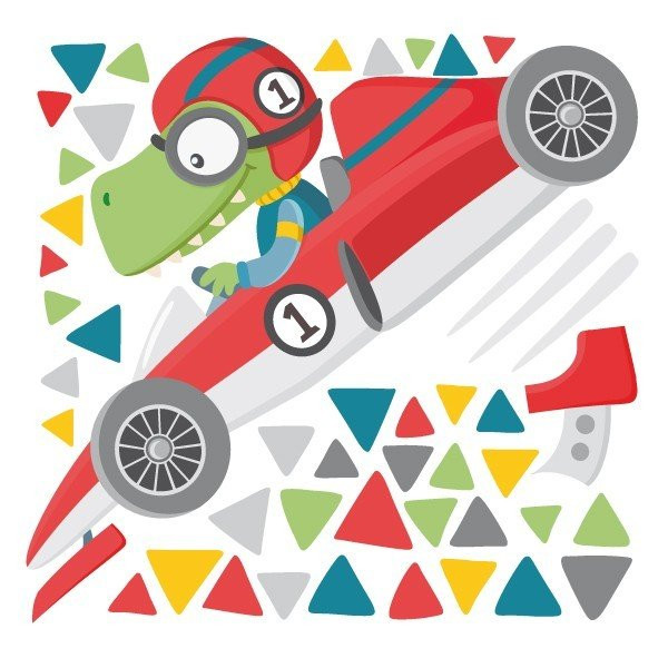 Vinils infantils - Cotxe de carreres amb cocodril