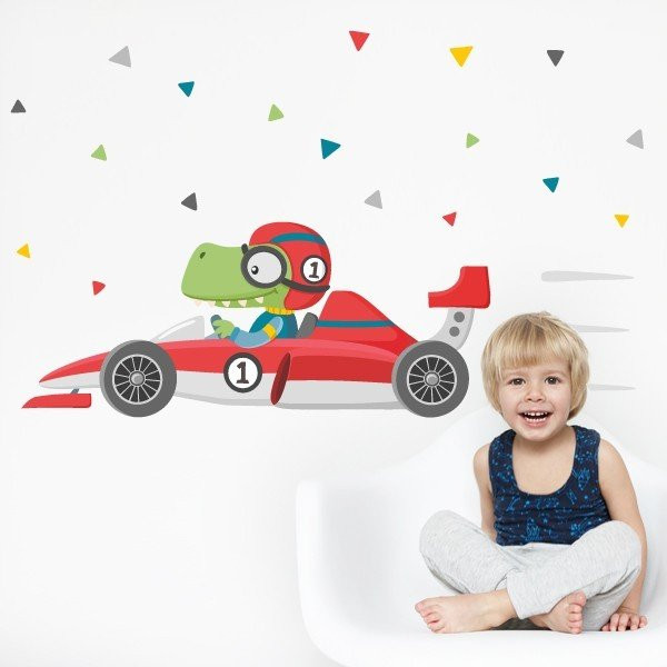 Vinils infantils - Cotxe de carreres amb cocodril