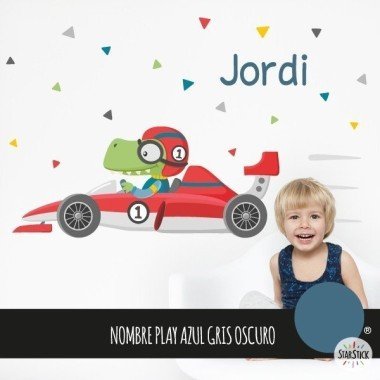 Kids wall stickers for boys - Racing car with crocodile