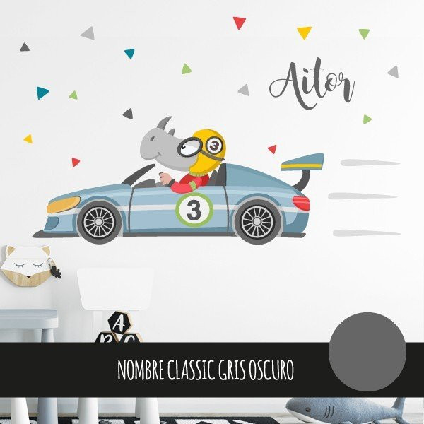 Children's vinyl - Racing car with rhinoceros