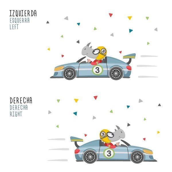 Children's vinyl - Racing car with rhinoceros