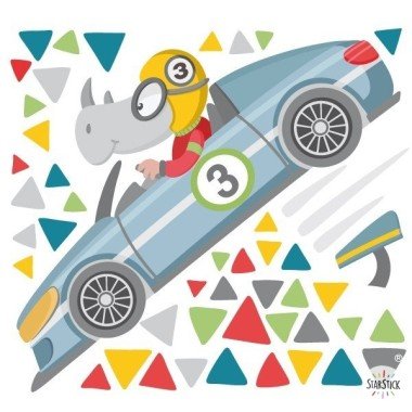 Children's vinyl - Racing car with rhinoceros