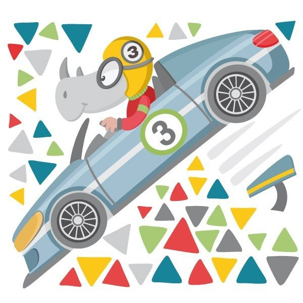 Children's vinyl - Racing car with rhinoceros