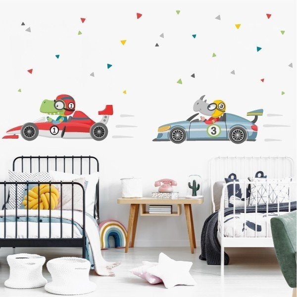 Children's vinyl - Racing car with rhinoceros