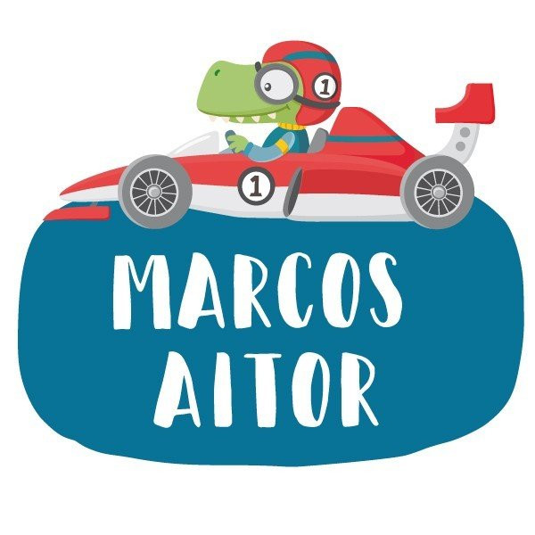 Coche de carreras con cocodrilo - Vinilo con nombre para puertas