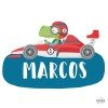 Racing car with crocodile - Sticker with name for doors