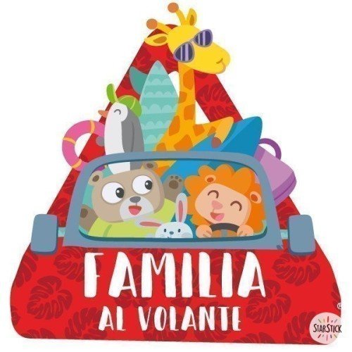 Familia al volante. Animales –  triángulo adhesivo de Bebé a Bordo
