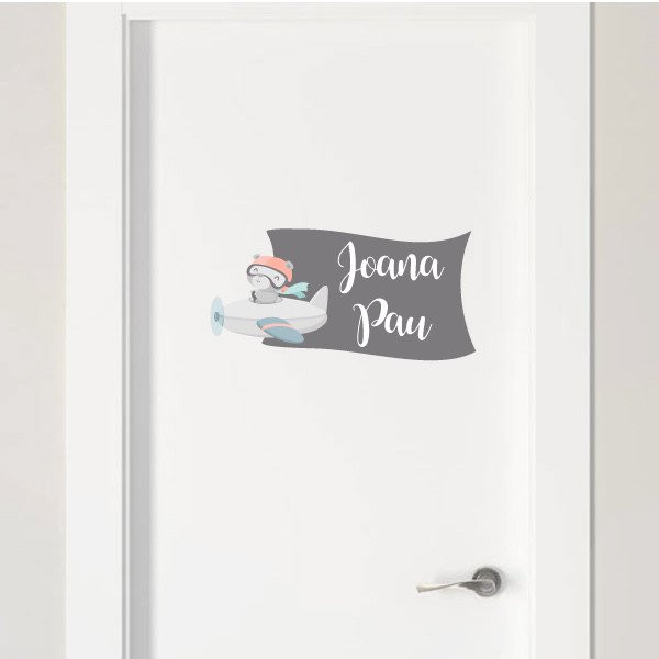 Aviator bear -  Wall sticker customizable with the name