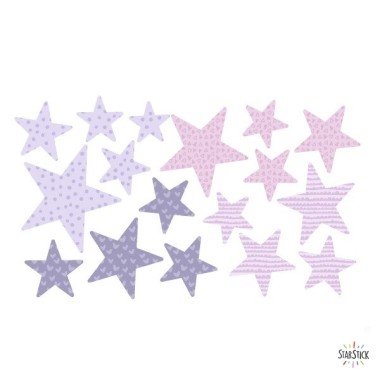 Extra Pack - Estrelles lavanda Mini  Packs Extrapack amb 17 estrelles
Mida de les estrelles: Entre 3 i 8 cm d'ample cada una
Mida de la làmina: 30x15 cm vinilos infantiles y bebé Starstick