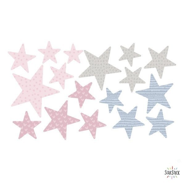 Extra Pack - Étoiles rose pâle Mini Packs Extrapack avec 17 étoiles Taille des étoiles : Entre 3 et 8 cm de large chacune Taille de la feuille: 30x15cm vinilos infantiles y bebé Starstick