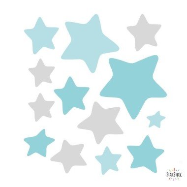 Extra Pack - Estrellas osito o bebé en la luna Gris Mini Packs Extrapack de 13 estrellas de entre 4 y 8 cm de ancho.
Tamaño de la lámina: 25x25 cm
 vinilos infantiles y bebé Starstick