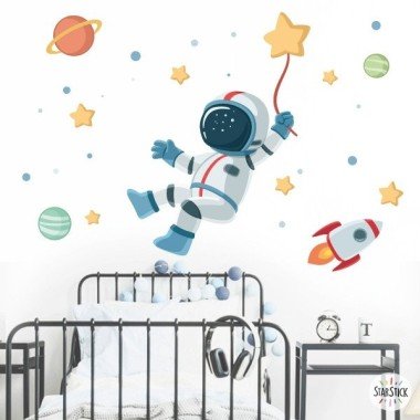 Stickers muraux pour enfants et bébés - Astronaute, mission spatiale