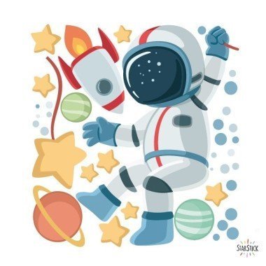 Vinyle enfant et bébé astronaute, mission spatiale. Vinyles décoratifs pour enfants. Vinyles GARÇON