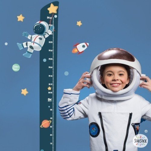 Wall sticker for kids meter - Astronaut, space mission