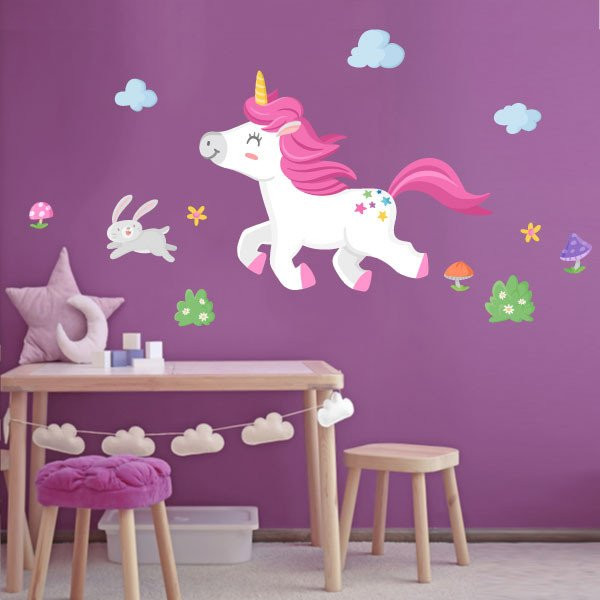 Vinilos para niñas de unicornio. Vinilos infantiles para niñas. Vinilos decorativos  de unicornios infantiles niña