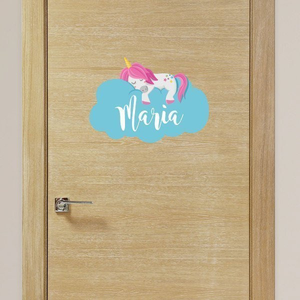 Unicorn sleeping in the clouds - Decorate doors or furniture with personalized stickers