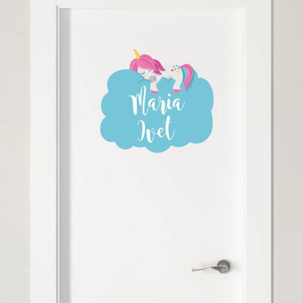 Unicorn sleeping in the clouds - Decorate doors or furniture with personalized stickers