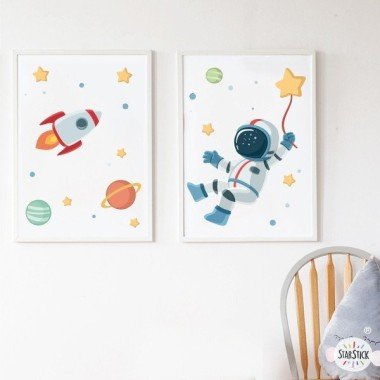 Pack of 2 decorative sheets - Astronaut, space mission