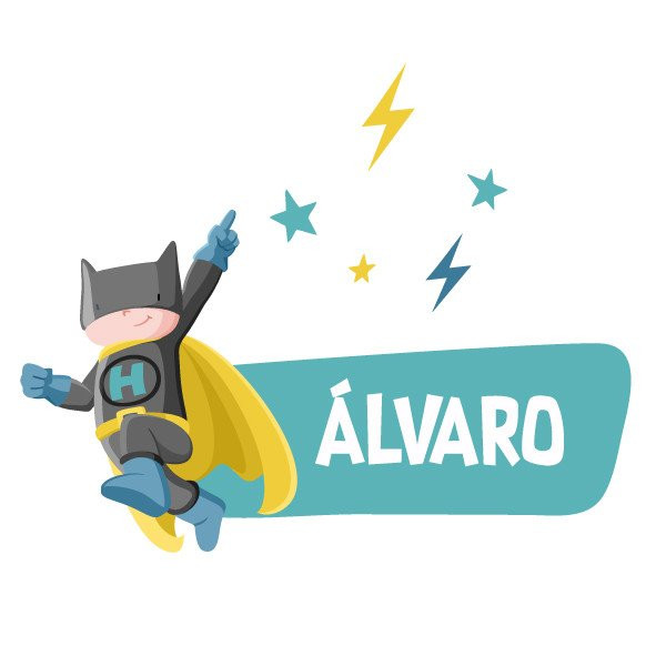Superheroi batboy - Nom per a portes. Adhesius decoratius personalitzats amb nom